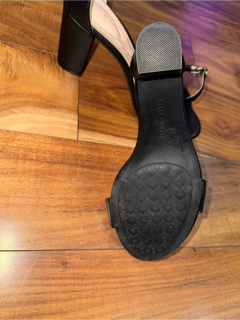 Kelly & Katie Black Ankle-Strap Block Heels
